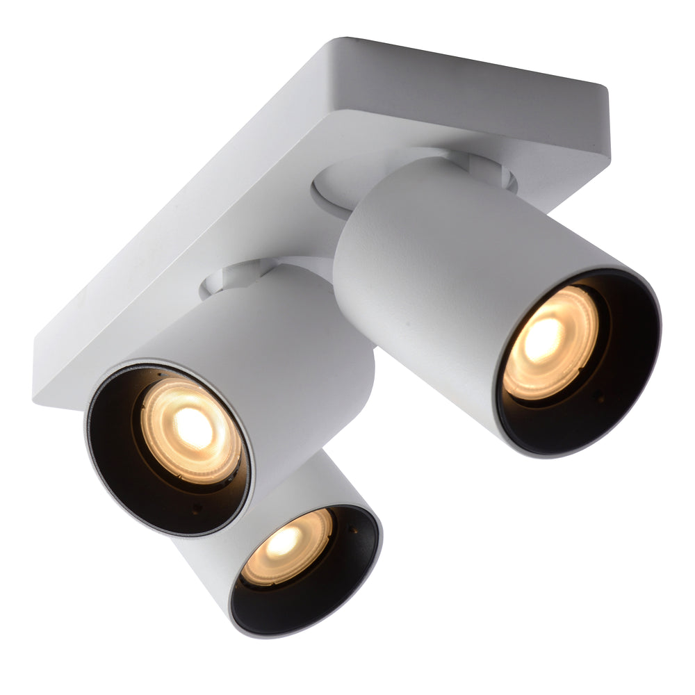 Lucide NIGEL faretto da soffitto LED, 3x5W GU10 dim to warm 2200K-3000K, orientabile in alluminio Bianco, IP20