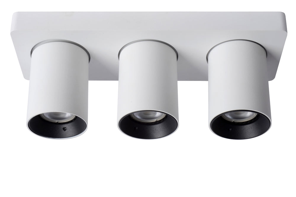 Lucide NIGEL faretto da soffitto LED, 3x5W GU10 dim to warm 2200K-3000K, orientabile in alluminio Bianco, IP20