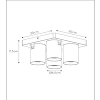 Lucide NIGEL LED ceiling spotlight, 4x5W GU10 dim to warm 2200K-3000K, square White aluminum, IP20