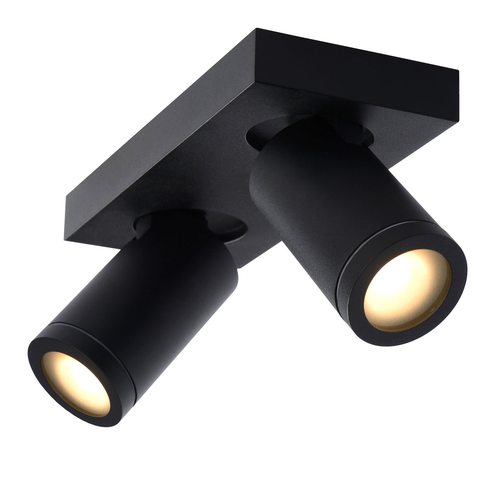 Lucide TAYLOR faretto da soffitto LED, 2x5W GU10 dim to warm 2200K-3000K, luce da bagno IP44 Nero