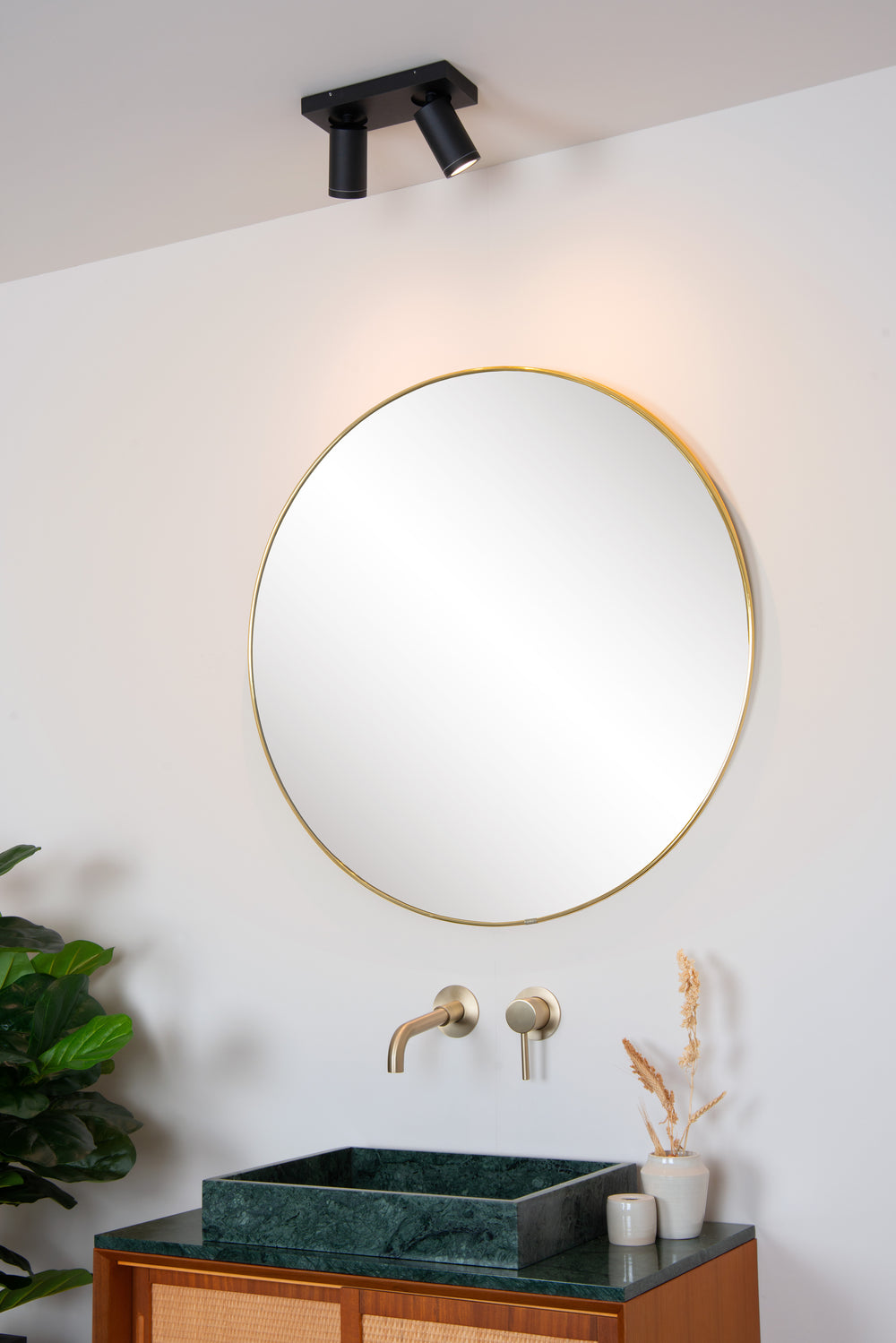 Lucide TAYLOR faretto da soffitto LED, 2x5W GU10 dim to warm 2200K-3000K, luce da bagno IP44 Nero