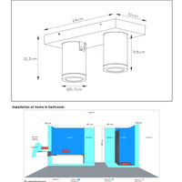 Lucide TAYLOR faretto da soffitto LED, 2x5W GU10 dim to warm 2200K-3000K, luce da bagno IP44 Nero
