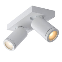Lucide TAYLOR LED bathroom ceiling spotlight, 2x5W GU10, 2200K-3000K dim to warm, IP44 Sand White