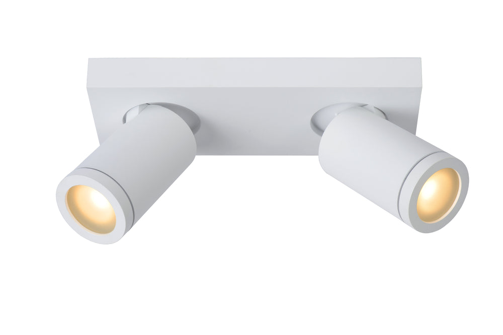 Lucide TAYLOR LED bathroom ceiling spotlight, 2x5W GU10, 2200K-3000K dim to warm, IP44 Sand White