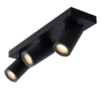 Lucide Taylor faretto LED da soffitto per bagno, 3x5W GU10 dim to warm 2200K-3000K, IP44, Nero Sabbia