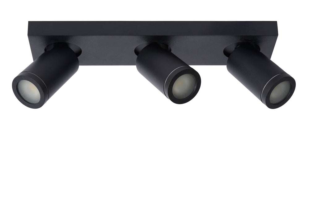 Lucide Taylor faretto LED da soffitto per bagno, 3x5W GU10 dim to warm 2200K-3000K, IP44, Nero Sabbia