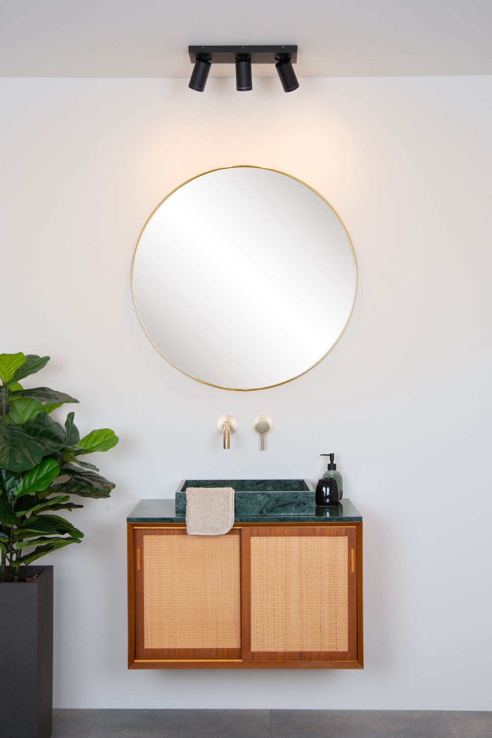 Lucide Taylor faretto LED da soffitto per bagno, 3x5W GU10 dim to warm 2200K-3000K, IP44, Nero Sabbia