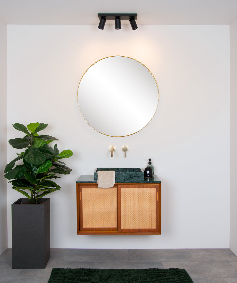 Lucide Taylor faretto LED da soffitto per bagno, 3x5W GU10 dim to warm 2200K-3000K, IP44, Nero Sabbia