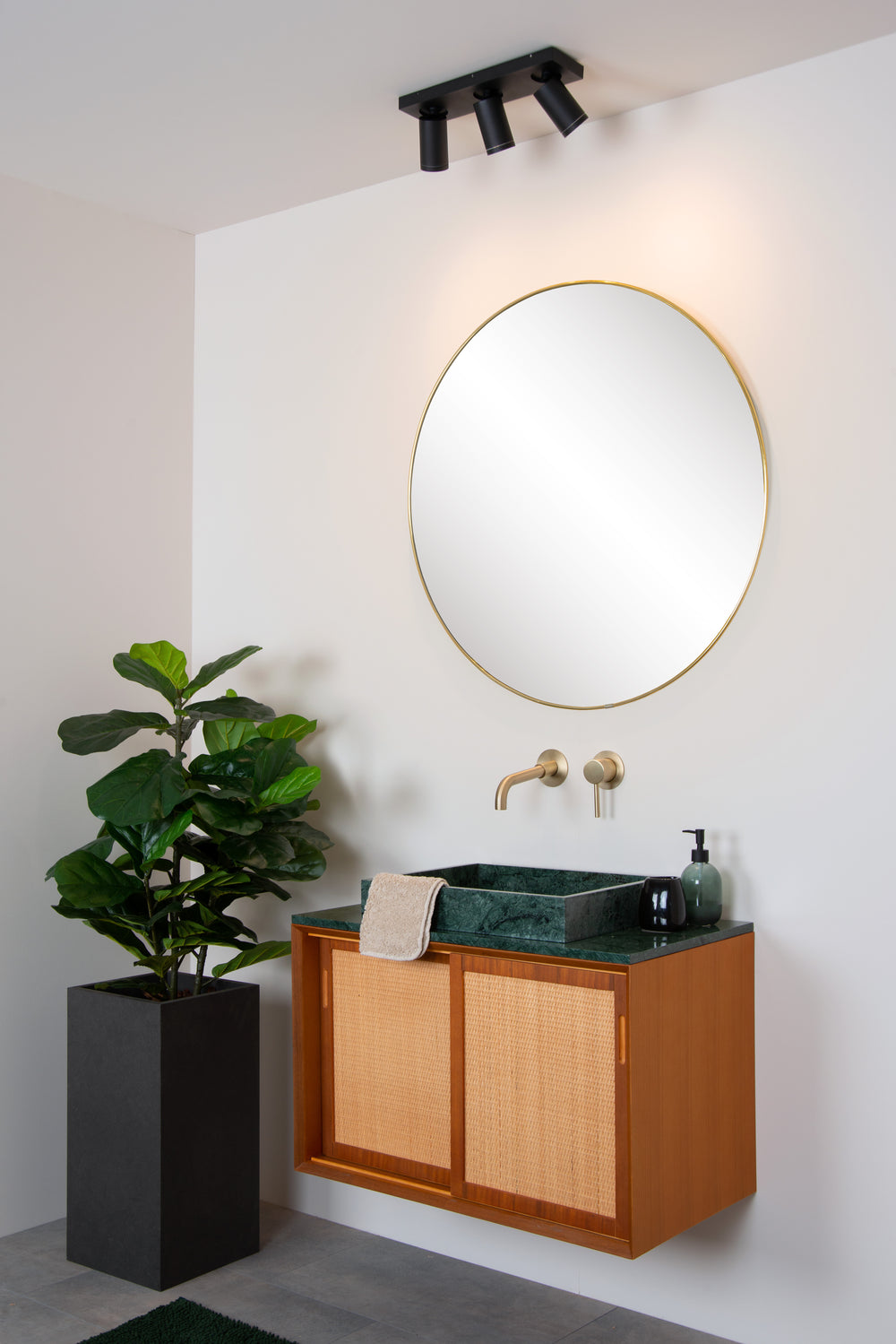 Lucide Taylor faretto LED da soffitto per bagno, 3x5W GU10 dim to warm 2200K-3000K, IP44, Nero Sabbia