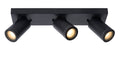 Lucide Taylor faretto LED da soffitto per bagno, 3x5W GU10 dim to warm 2200K-3000K, IP44, Nero Sabbia