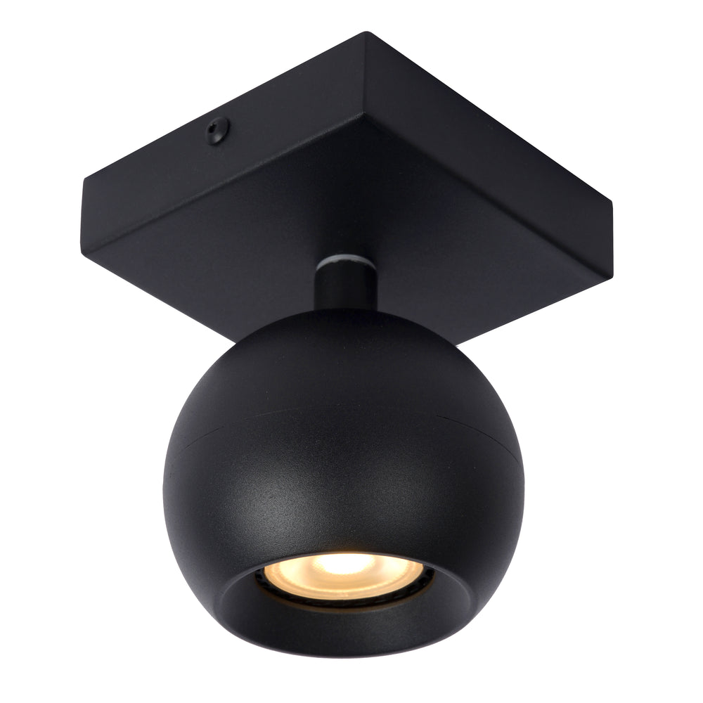 Lucide FAVORI faretto a soffitto LED Nero, 1xGU10, 230V, IP20, dimmerabile, orientabile 360° design moderno in metallo