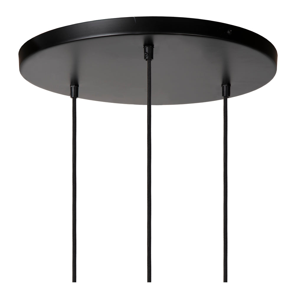 Lampada a sospensione Lucide YUNKAI Ø60cm, 3xE27, paralume in carta naturale, rosone nero, stile scandinavo, IP20