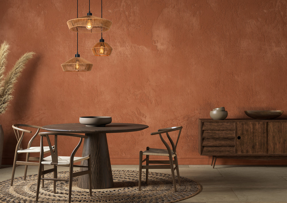 Lampada a sospensione Lucide YUNKAI Ø60cm, 3xE27, paralume in carta naturale, rosone nero, stile scandinavo, IP20