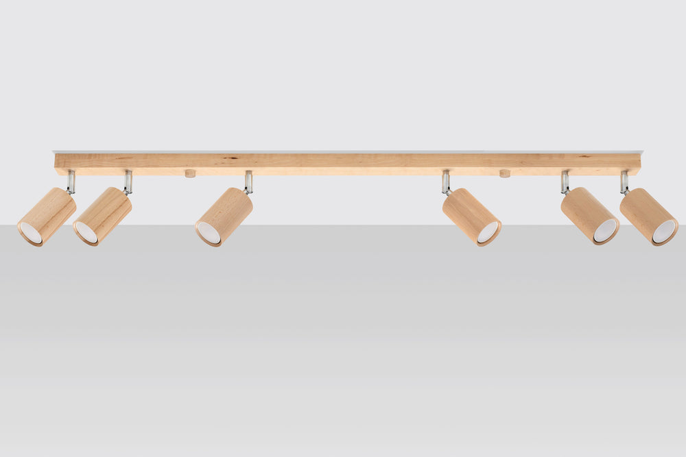 Plafondspot BERG 6 LED light by Sollux Lighting in natural wood, 104mm, 50 W, IP20