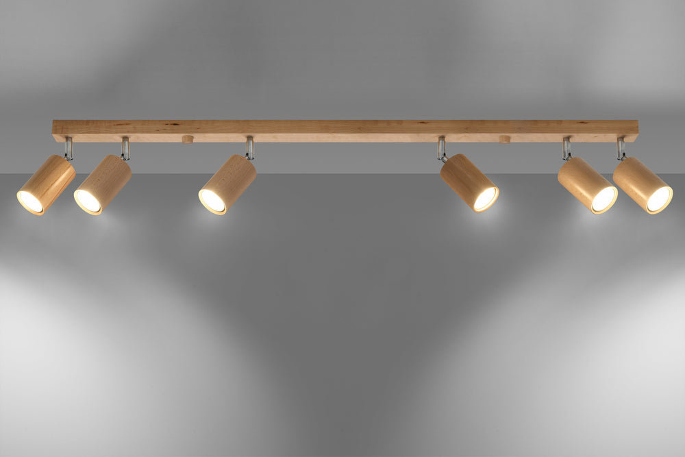 Plafondspot BERG 6 LED light by Sollux Lighting in natural wood, 104mm, 50 W, IP20