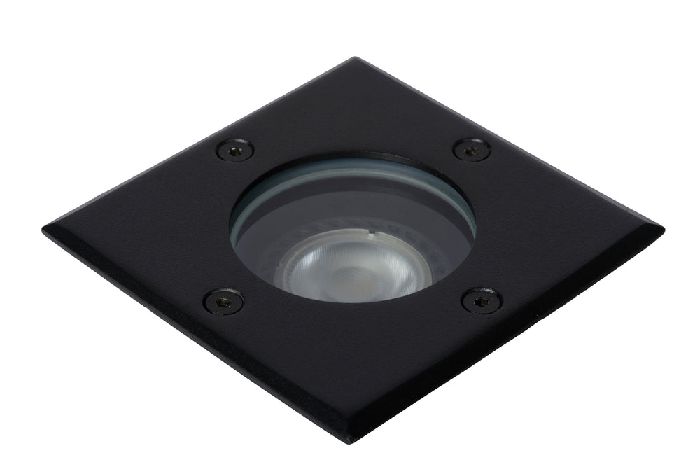 Lucide BILTIN faretto da incasso a terra LED, 1xGU10, IP67, 220-240V, Nero Sabbia Opaco, luce da incasso quadrata per esterni