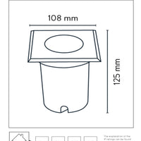 Lucide BILTIN faretto da incasso a terra LED, 1xGU10, IP67, 220-240V, Nero Sabbia Opaco, luce da incasso quadrata per esterni