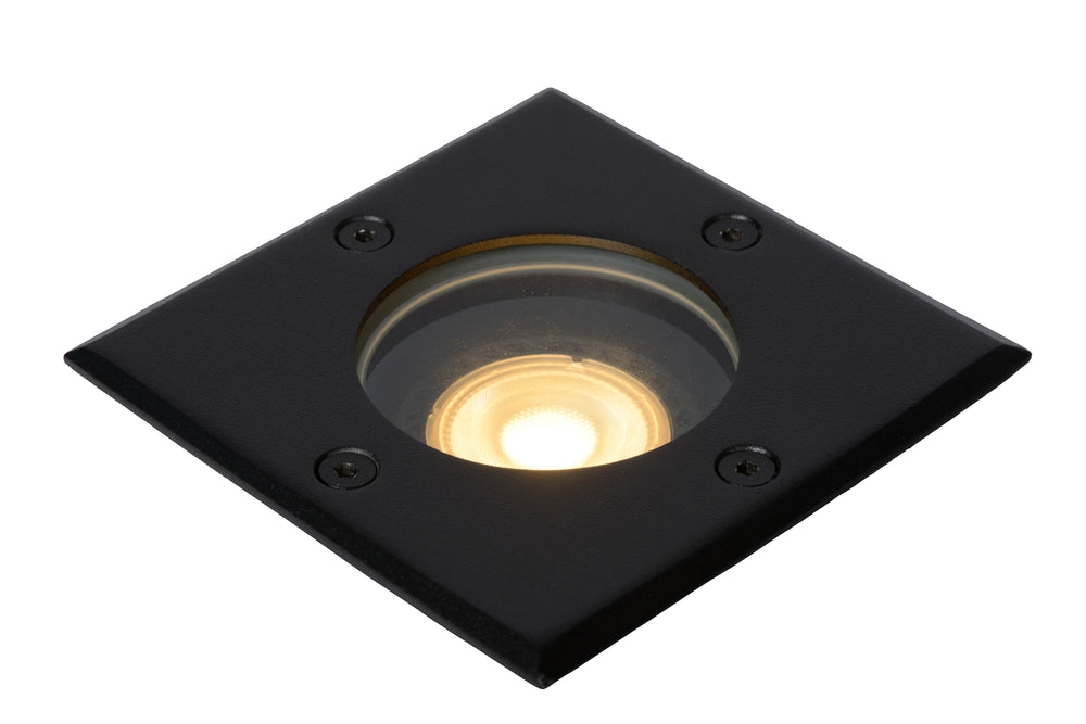 Lucide BILTIN faretto da incasso a terra LED, 1xGU10, IP67, 220-240V, Nero Sabbia Opaco, luce da incasso quadrata per esterni