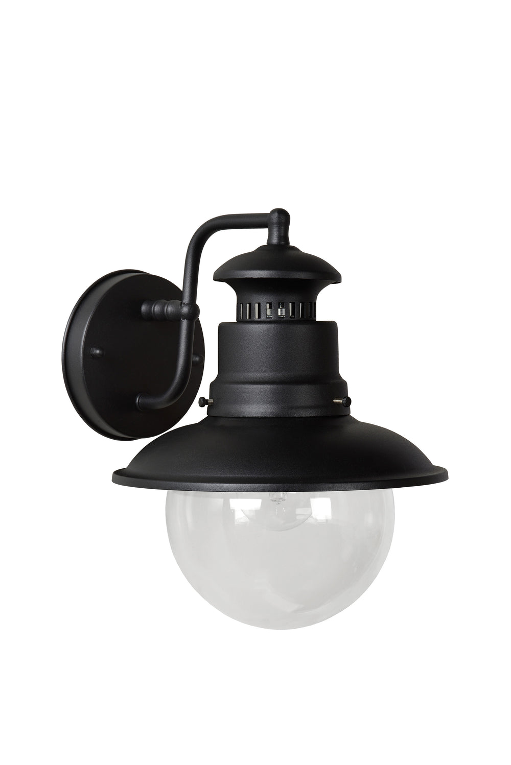 Lucide FIGO outdoor wall light, round 215mm, E27 socket, IP44 Black steel aluminium housing