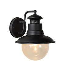 Lucide FIGO outdoor wall light, round 215mm, E27 socket, IP44 Black steel aluminium housing