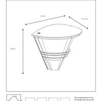 Lucide LIVIA wall light Black, modern aluminum, E27 socket, 60W max, IP44 outdoor indoor lighting