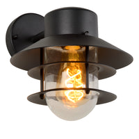 Applique da parete Lucide ZICO Nera, Esterno/Interno, 1x portalampada E27, max 60W, IP44, Corpo in Acciaio Inox/Alluminio