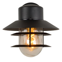 Applique da parete Lucide ZICO Nera, Esterno/Interno, 1x portalampada E27, max 60W, IP44, Corpo in Acciaio Inox/Alluminio