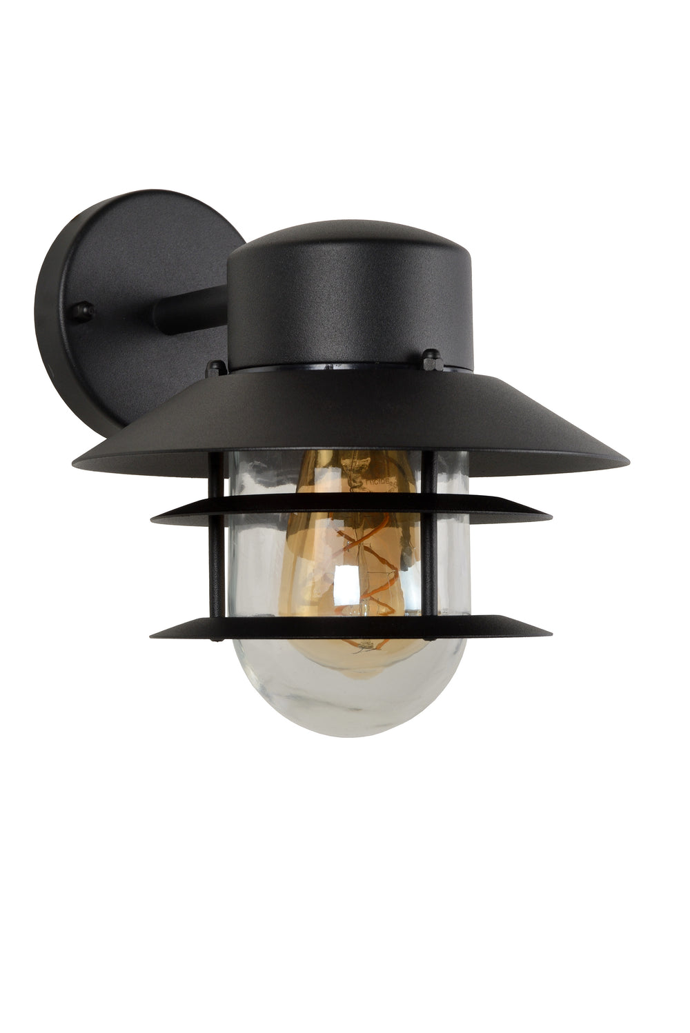 Applique da parete Lucide ZICO Nera, Esterno/Interno, 1x portalampada E27, max 60W, IP44, Corpo in Acciaio Inox/Alluminio