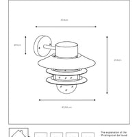 Applique da parete Lucide ZICO Nera, Esterno/Interno, 1x portalampada E27, max 60W, IP44, Corpo in Acciaio Inox/Alluminio