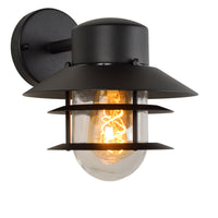 Applique da parete Lucide ZICO Nera, Esterno/Interno, 1x portalampada E27, max 60W, IP44, Corpo in Acciaio Inox/Alluminio