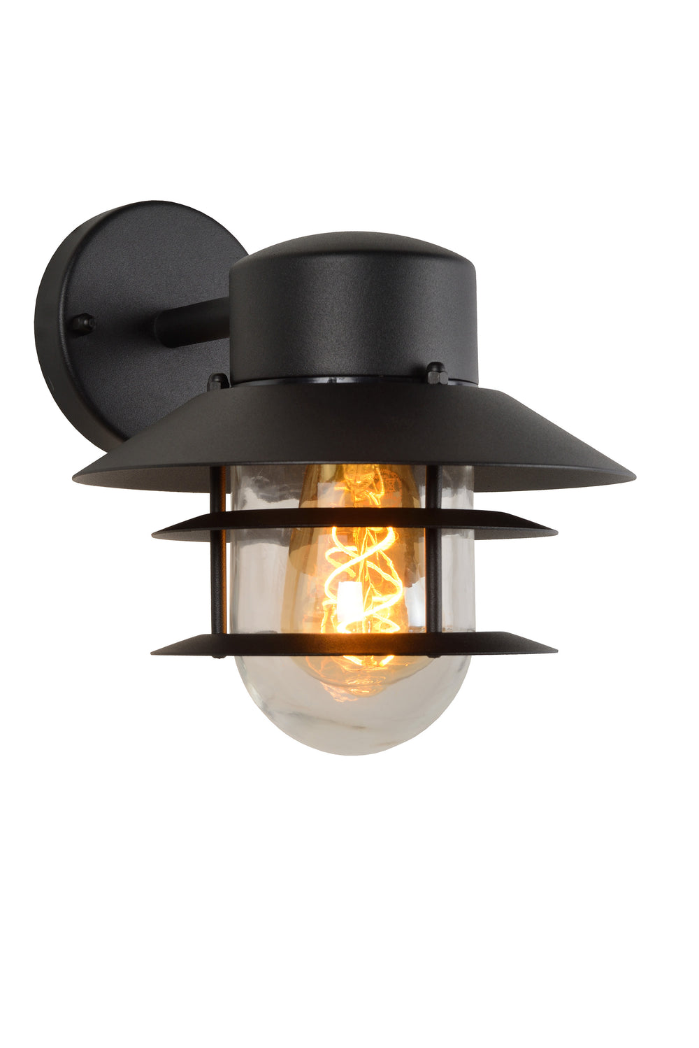Applique da parete Lucide ZICO Nera, Esterno/Interno, 1x portalampada E27, max 60W, IP44, Corpo in Acciaio Inox/Alluminio