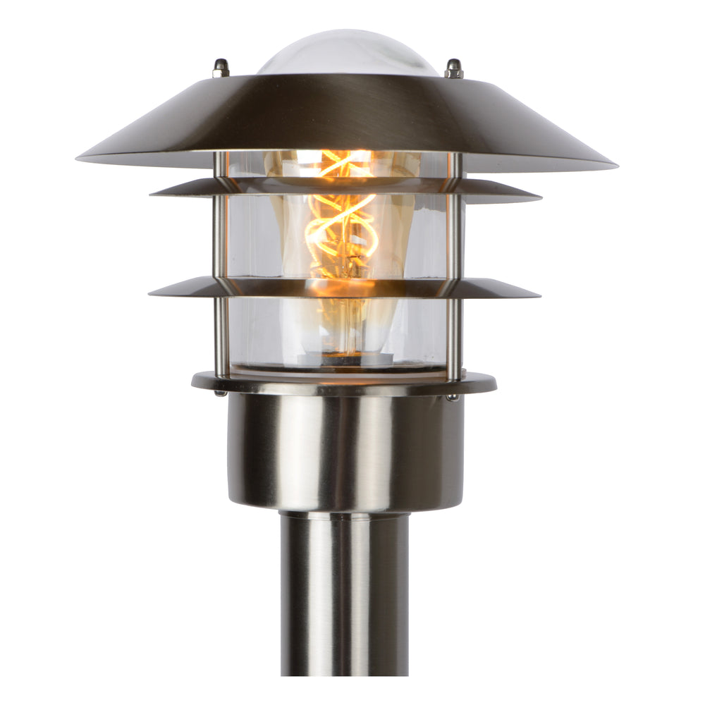 Lucide Zico outdoor lantern post, IP44 stainless steel, 1xE27 60W max, 1000mm height classic design