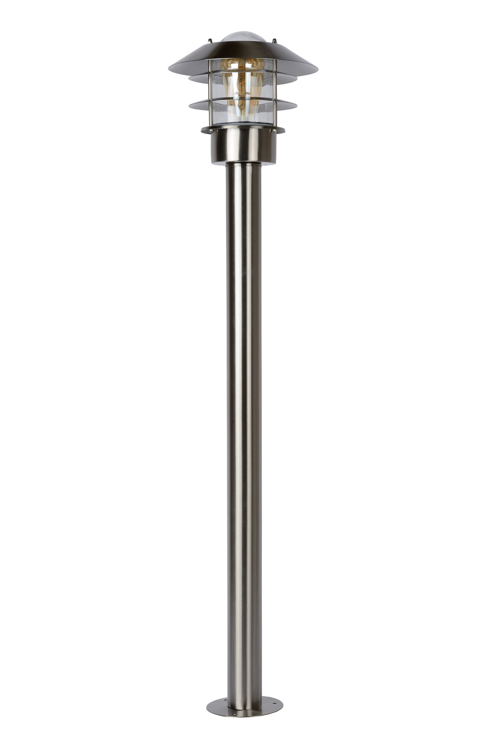 Lucide Zico outdoor lantern post, IP44 stainless steel, 1xE27 60W max, 1000mm height classic design