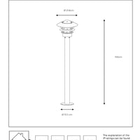 Lucide Zico outdoor lantern post, IP44 stainless steel, 1xE27 60W max, 1000mm height classic design