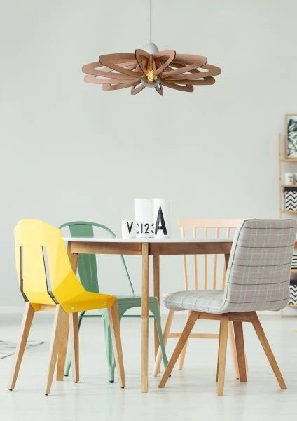 Lampada a sospensione Lucide ZIDANE Bianca Ø76cm, 1xPortalampada E27, MDF e Metallo, IP20, 220-240V