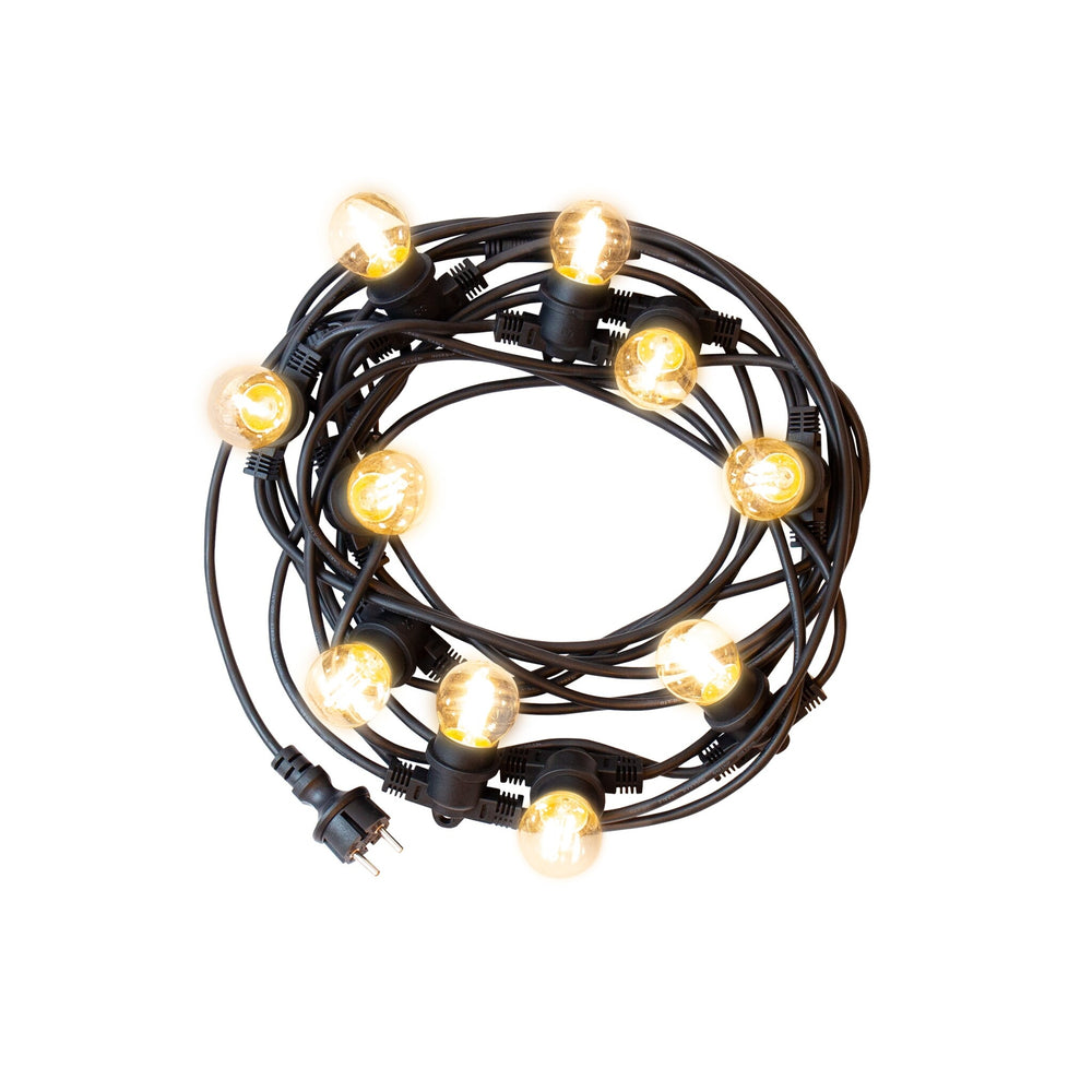 Spectrum 10m LED string lights with 10x E27 fittings, 3000K, IP20