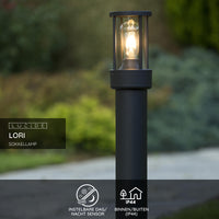 Lampada da presa LED da esterno Lucide LORI con attacco E27, IP44, sensore giorno notte, 220-240V, 800mm Antracite