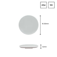 LED ceiling light Nymphea with 18W, 2050 lumens, IP54, motion and schedule sensor, optional light color