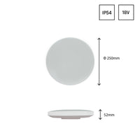 LED ceiling light Nymphea with 18W, 2050 lumens, IP54, motion and schedule sensor, optional light color