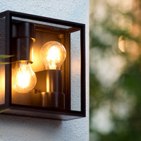 Lucide DUKAN Plafoniera LED Nero, 2xE27, IP65, alluminio pressofuso, 220x220mm interno esterno