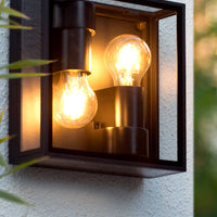 Lucide DUKAN Plafoniera LED Nero, 2xE27, IP65, alluminio pressofuso, 220x220mm interno esterno