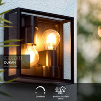 Lucide DUKAN Plafoniera LED Nero, 2xE27, IP65, alluminio pressofuso, 220x220mm interno esterno