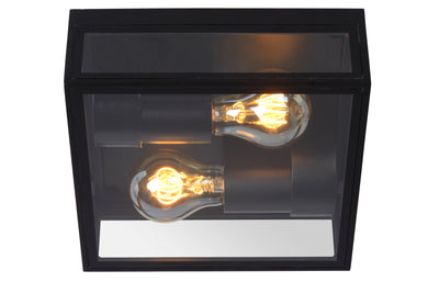 Lucide DUKAN Plafoniera LED Nero, 2xE27, IP65, alluminio pressofuso, 220x220mm interno esterno