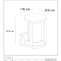 Lucide CADIX Applique da esterno nera, attacco E27, corpo in alluminio pressofuso IP65, 220-240V design moderno