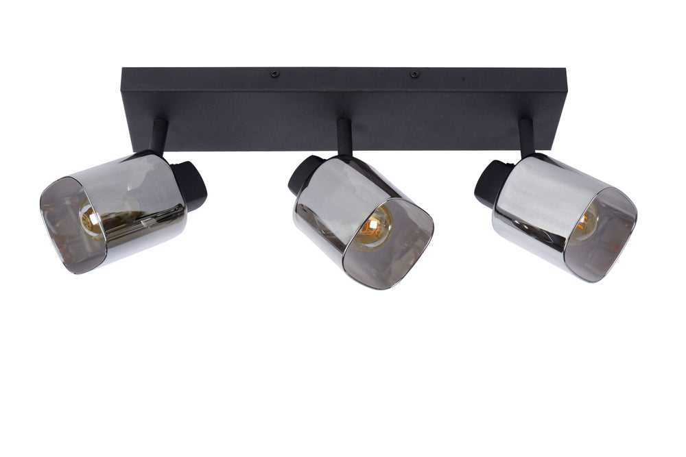 Lucide ALION faretto da soffitto 3xE14 Nero, lampada da interno in metallo retrò regolabile, IP20, dimmerabile 230V