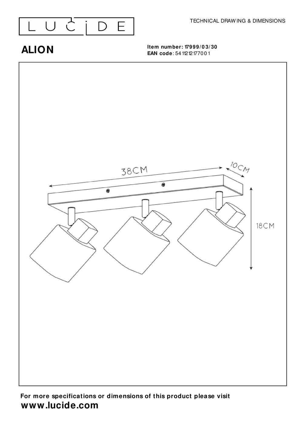 Lucide ALION faretto da soffitto 3xE14 Nero, lampada da interno in metallo retrò regolabile, IP20, dimmerabile 230V