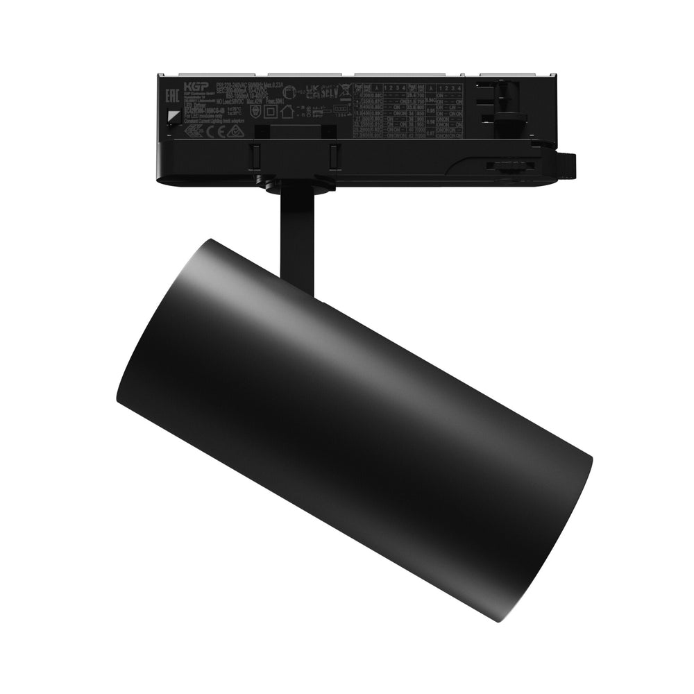 Faretto LED su Binario Spectrum Nero 3-Fasi 25W 4000K 2650 lumen Fascio 36° IP20 Corpo in Alluminio