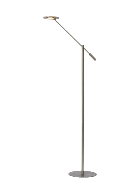 Lucide ANSELMO lampada da terra LED da lettura, dimmerabile 9W 3000K, 100-240V, IP20, metallo, finitura nichel satinato
