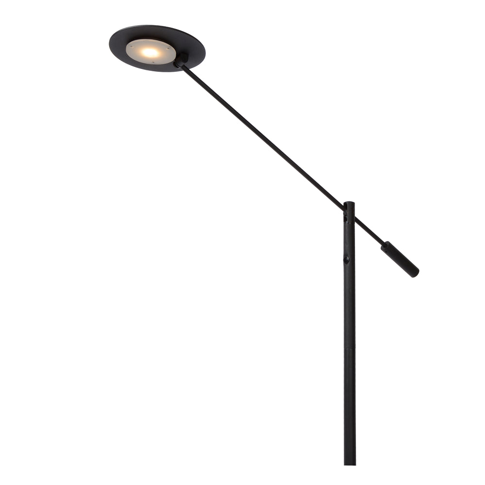 Lucide ANSELMO lampada da lettura da terra LED, 9W 3000K dimmerabile, altezza 1400mm, Nero Sabbia Opaco, Metallo, IP20