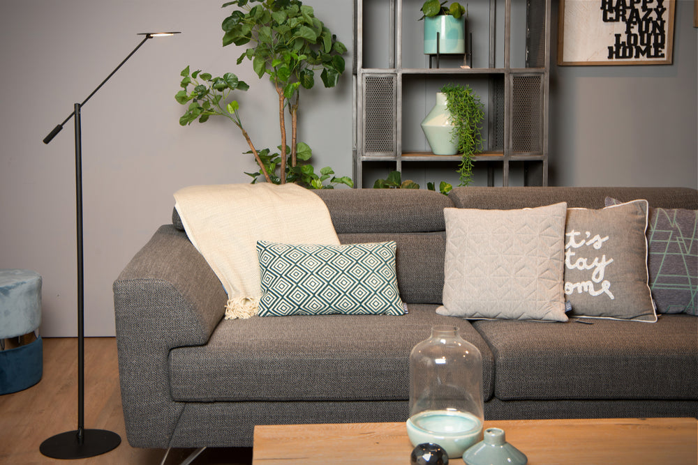 Lucide ANSELMO lampada da lettura da terra LED, 9W 3000K dimmerabile, altezza 1400mm, Nero Sabbia Opaco, Metallo, IP20